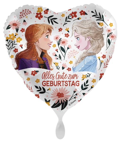 Folienballon - Alles Gute zum Geburtstag, Frozen Anna und Elsa! - ø 43cm
